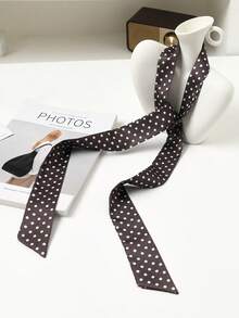 1pc Polka Dot Narrow Oblong Scarf For Women, Fashionable Versatile Headscarf Suitable For Daily, Commute, Banquet, Dating, Outing, Street Photography, Party And Other Occasions, Elegant Feminine Charm Accessory For Dress - Small Polka Dot Scarf - View 18