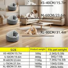 1 pieza Cama para mascotas interior suave y acogedora, cálida y antideslizante, adecuada para otoño/invierno, lavable a máquina. Cama para gatos con forma de concha semi-cerrada, casa para gatos cerrada, cama para mascotas, cama para perros semi-cerrada, casa para perros. - Rosa - Ver 3