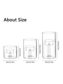 3pcs Transparent Cylindrical Candle Holders, Glass Windproof Candle Holders, Open Glass Candle Holders, Suitable For Wedding Tables, Parties, Events, Halloween Decor, Room Decor, Birthday & Graduation Gifts - Clear - View 3