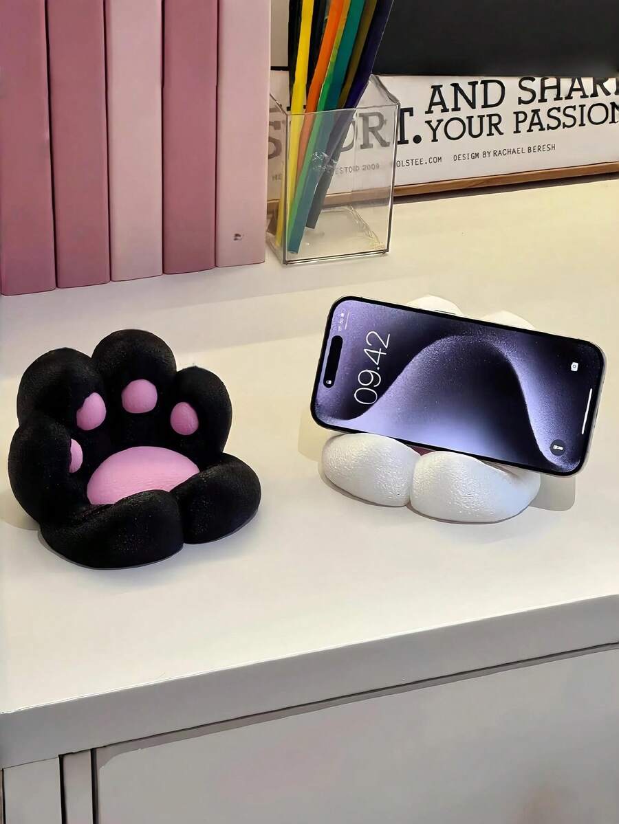 1个可爱猫爪造型手机支架，桌面手机支架，高品质支撑，创意装饰兼充电功能，防滑设计，适用于多种场景 - 貓爪 - 查看 1