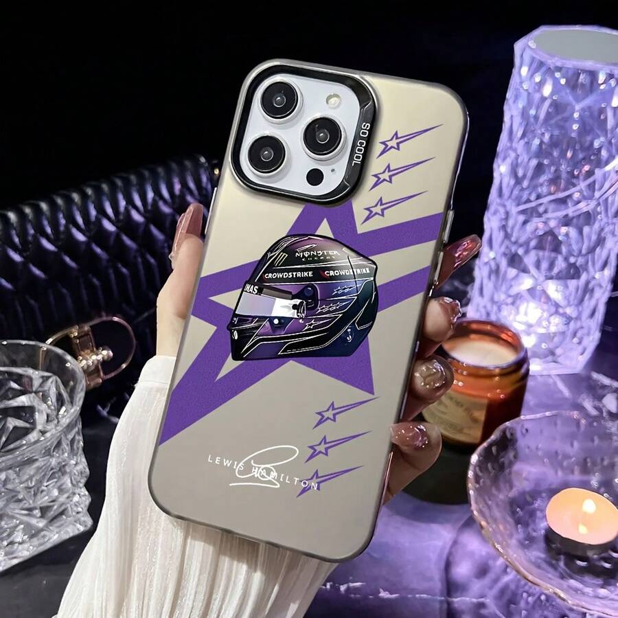 Funda de Teléfono de Carreras Deportivas Lewis Hamilton para iPhone 16 15 14 13 12 11 Pro Max X XR XS Max 8 4 3 6 Plus Cubierta Trasera Mate Antigolpes - Mezcla de colores - Ver 1