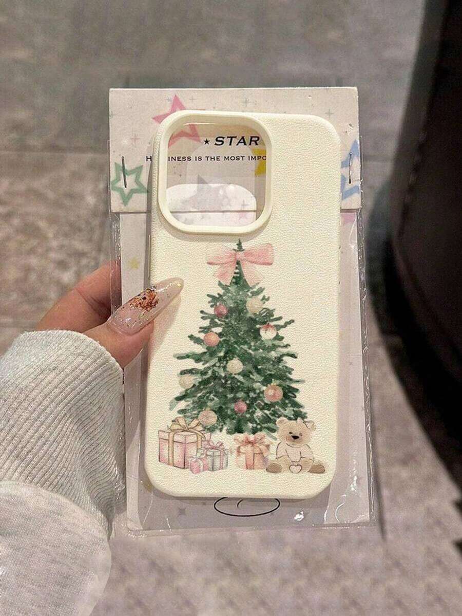 1 Stück kleiner Baum Schleife Geschenk Bär Handyhülle kompatibel mit iPhone 17 Pro Max/17/16 Pro Max/15/13/12/11/13 Pro, Rundum stoßfeste weiche Schutzhülle (Fotorequisiten nicht enthalten) - Weiss - Übersicht 1