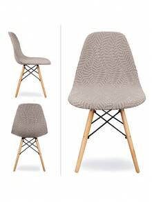 1Piece Jacquard Eames Chair Cover Willow Leaf Elastic Shell Chair Seat Cushion Slipcover, Suitable For All Seasons, Dirt Resistant, Dustproof, Removable & Washable, Cat Claw Resistant - Multicolor - View 9