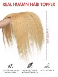 1件装女士真人发片 - 长直深棕色自然款假发，适合脱发和头发稀疏人群，一体式夹式接发，造型百变，适合所有种族，增加发量 - 彩色 - 查看 10