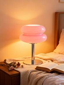 Lámpara de mesa moderna minimalista, diseño estilo baúl con pantalla de hongo, 3 colores de luz ajustables, ideal para dormitorio, sala y mesita de noche, decoración retro - luz policromática - Ver 1