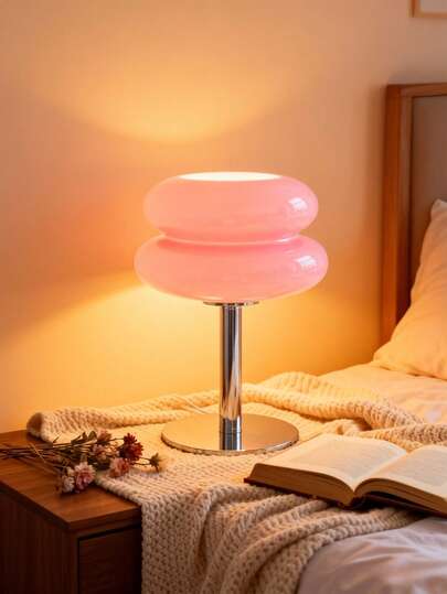 Lámpara de mesa moderna minimalista, diseño estilo baúl con pantalla de hongo, 3 colores de luz ajustables, ideal para dormitorio, sala y mesita de noche, decoración retro