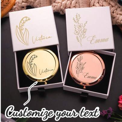 1 pieza Espejo de maquillaje plegable personalizado con patrón de flores y mariposas, de doble cara y portátil, regalo pensado para hija, hermana, mejor amiga, de moda, retro, moderno, colorido, casual, versátil, suave, único, personalizable, regalo ideal para ella, novia, novio, amigo, moda casual callejera, moda de otoño, accesorio de belleza navideño, artículo esencial de viaje, productos de maquillaje, regalo de cumpleaños