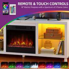 BALCONERA 65" Electric Fireplace Insert TV Stand – 18" Built-In Fireplace, 9 Flame Colors & 20-Color LED Lights, Remote Control & Overheat Protection - White - View 4