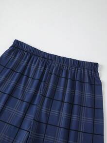 Snug League 2 件套男士轻便睡衣套装、短袖衬衫和短裤、夏季休闲家居服 - 寶藍色 - 查看 8