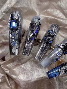 1pc/2pcs Nail Art Mold Raven Candlestick Dinosaur Skeleton 3D Nail Art Decor Transparent Silicone Mold - Clear - View 8