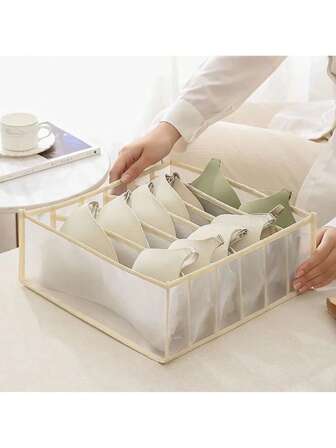 Caja de almacenamiento de ropa interior y calcetines, organizador de cajón de armario para el hogar con compartimentos de malla para ropa, jeans, calcetines