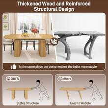 70.8 Inch Dining Table For 6, Modern Farmhouse Rectangular Kitchen Table With Waterproof Wood Tabletop, Sturdy Wood Base With Foot Pads For Dining Room, Kitchen, Living Room - Natural - View 6