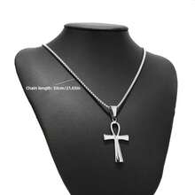 Ankh Cross Necklace,Silver Ankh Cross Pendant Necklace,Stainless Steel Ancient Egyptian Jewelry,Metal Blessing Cross Egyptian Jewelry,Blessing Jewelry Gifts For Him