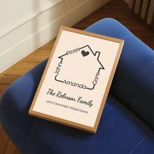 1pc Customized Unframed Poster, "The Reilinson Family" Home Portrait Art, Personalized Family Members Hand-Painted Wall Art Canvas Poster, Ideal For Home Enthusiasts, Wall Art, And Home Decor. - Multicolor - View 6