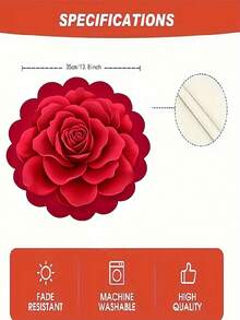 2/4/6/8pcs Red Rose Placemats, 2D Digital Print Non-Slip Polyester Tablemats, 35cm/3.8inch Machine Washable, Suitable For Daily Dining, Kitchen Table, Home Decor, Valentine's Day, Outdoor Parties, Tableware Decoration | Vibrant Table Accents | Polyester Placemats - Rose Red - View 9