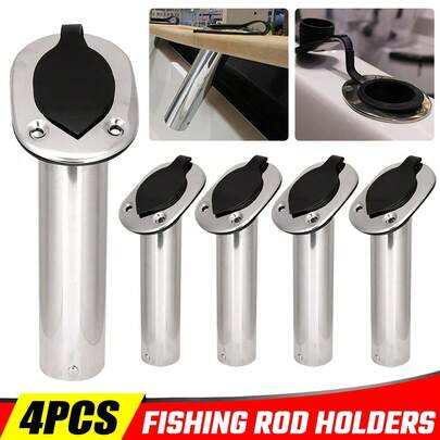 4PCS Heavy Duty Fishing Rod Racks Holders Stainless Steel Flush Mount 30 Degree Easy To Install