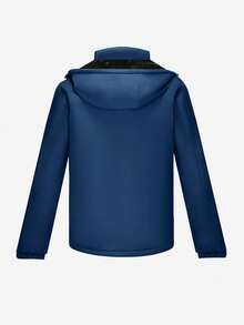 CAMEL CROWN 男士滑雪服，保暖雪地服，防水防风带帽工作外套，单板滑雪服 - 藍色 - 查看 7