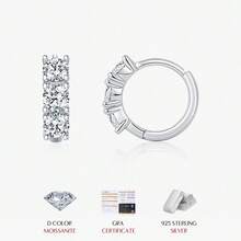 MODIAN D Color Clarity VVS1 Moissanite Halo Earrings 925 Sterling Silver Classic Stud Earrings For Women Luxury Bridal Jewelry - Bạc - Xem 12