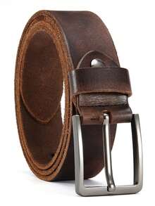 DOOPAI 男士复古休闲皮带 - 全粒面真皮男士皮带 - 1.5 英寸手工牛仔皮带，附赠礼盒 - A - 查看 3