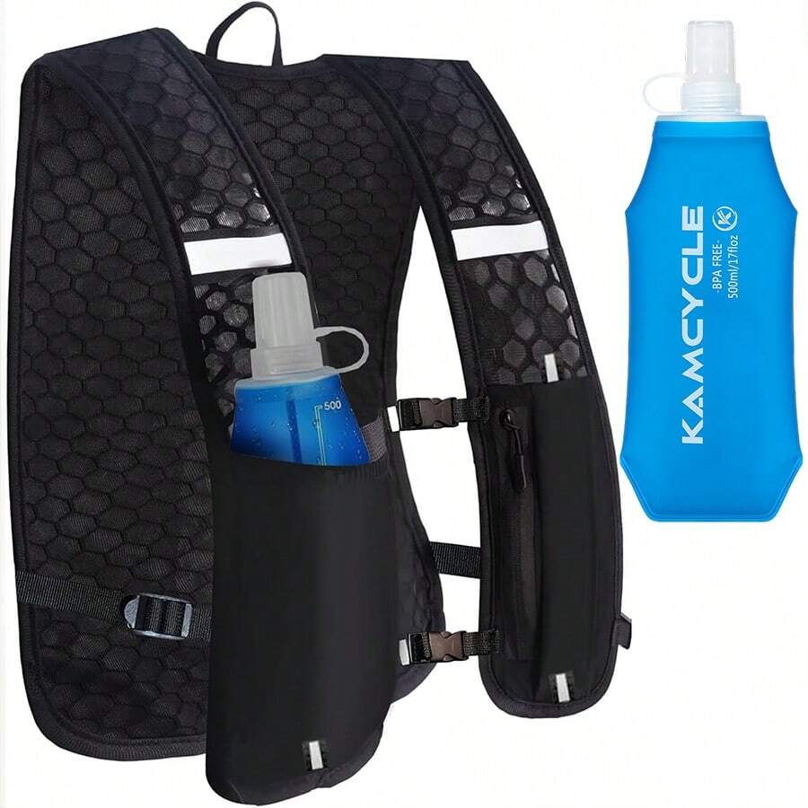 Running Vest With 500ML Soft Flask For Women & Men,Running Hydration Vest Backpack Camel Hydration Backpack- Lightweight 5L Hydration Pack Bladder For Trail Running, Marathon,Cycling | Phone Holder Backpack