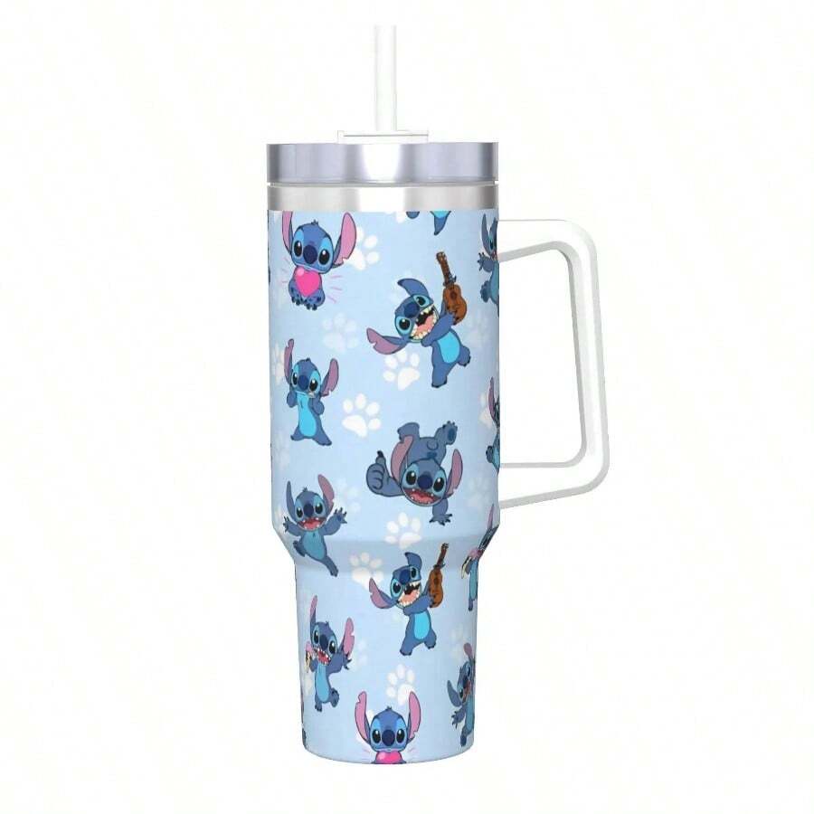 Lilo And Stitchs Insulated Tumbler With Straws Cartoon Vacuum Coffee Mugs Outdoor Travel Car Bottle Cup, 40oz - 18 + ONE SIZE - View 1