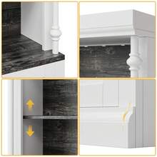 71 Pulgadas Blanco y Negro Estantería Elegante 5 Niveles con 2 Puertas, Estilo Columna Romana y Luces LED Táctiles para Sala, Recámara u Oficina - Blanco - Ver 8