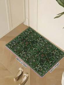 1件波西米亚现代巴黎花园花卉地毯，适用于客厅；防滑锈红色印花复古农舍地毯，适用于卧室、餐厅、宿舍、办公室、家居装饰 - 綠色 - 查看 2