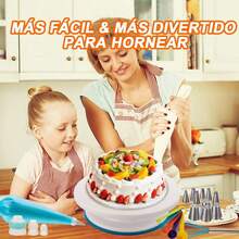 Set de Utensilios de Repostería, Herramientas para Hacer Pasteles con Base Giratorio para Tartas, Boquillas y Bolsas para Manga Pastelera | Alisador y Espátulas, Accesorios de Pastelería (207 Piezas) - Celeste - Ver 8