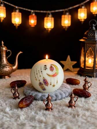 1pc 104g Sphere Printed Soy Wax Candle, Handmade With Natural Soy Wax And Plant Wax, Wick For Stable And Smokeless Burn, Over 8 Hours Of Burn Time, Suitable For Living Room Fragrance, Meditation Room, Bedroom Relaxation, Study Room Ambiance, Office Desk Decor, And Dining Room Decoration. Handcrafted Design With Simple And Fashionable Sphere Print, Adding Artistic Atmosphere To Daily Home Life.