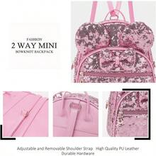 KL928 Girls Mini Backpack Bowknot Polka Dot Cute Daypacks Convertible Shoulder Bag Purse for Women - rosaLentejuelaRosa - Ver 3
