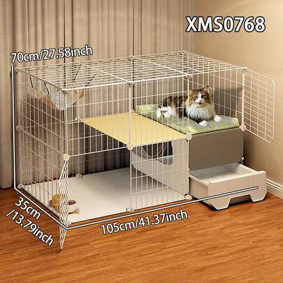Cat Cage With Litter Box Drawer, All-In-One Large Space Cat Cabinet, Simple Cat Villa For Home Use
