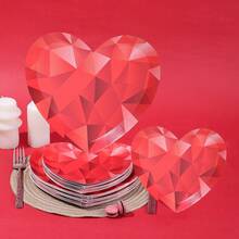 10pcs/20pcs/40pcs/50pcs Red Heart Shaped Paper Plates, 7-Inch And 9-Inch One-Time Use Heart Shaped Plates/Dessert Plates, Suitable For Anniversary, Valentine's Day, Wedding, Birthday Party Supplies, Valentine's Day Decor | Valentine's Day Surprise Gift | Valentine's Day Birthday Decor, Sweet Day Tableware