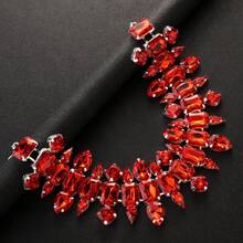1PC/3PC New Geometric Heavy Craft Neck Necklace Popular High-End Banquet Daily Women's Collarbone Chain Jewelry - 10-2858 Silver Red - View 3