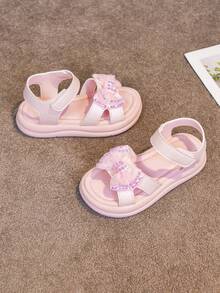 Summer Girls Hook And Loop Sandals, New Bowknot Princess Style Sandals, Infant/Toddler Sandals, Kids Sandals, Versatile Outdoor Wear Children Shoes - Pink - View 7