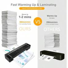 La mquina laminadora de 9 pulgadas incluye 10 piezas, lminas laminadas con esquinas redondas, calentamiento rpido, para maestros, oficina en casa, mquina de laminacin porttil - Negro - Ver 6