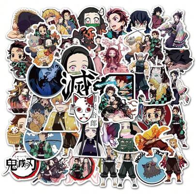 50pcs Japanese Anime Themed Acrylic Stickers: Akagami No Shirayukihime, Sakata Gintoki, Miyamoto Musashi. Assorted Colorful Stickers Suitable For Water Bottles, Laptops, Phones, Skateboards, Scrapbooks, Etc.