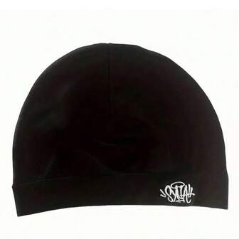 Synaworld Brand Embroidered Pullover Beanie Hat, Popular Street Hip Hop Skull Cap, Vintage Knit Hat Embroidered Sports Outdoor Running Cap, Breathable Streetwear