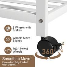UNHO Multifunctional Clothes Rack With Wheels – Open Wardrobe Rack With Shelves, Heavy-Duty Garment Organizer For Bedroom, Living Room & Entryway – White - White - View 9