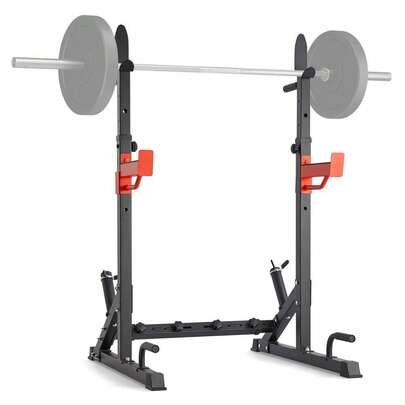 Adjustable Multi-Functional Squat Stand Power Rack With Weight Plate Storage, Heavy-Duty Steel Barbell Rack For Home Gym – Max Load 600 Lbs, Versatile Bench Press Stands