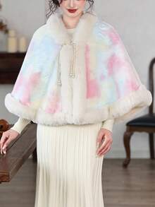 1pc New Bridal Gown Shawl Cloak Outerwear, Thick Warm Jacket, Lovely With Sweater, Suitable For Winter - A - View 1