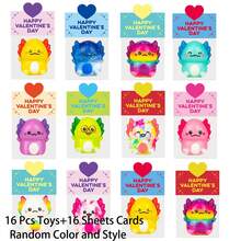 4/8/16/24pcs Valentine's Day Gift Cards, Containing Soft & Squishy Axolotl Toys, Stress Relief Toys, Ideal For Valentine's Party Favor Bags, Gift Exchange, Classroom Rewards, Random Colors - Valentine's Day - View 10