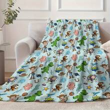 1 Piece Disney IP Flannel Blanket - Toy Story Cowboy Woody And Buzz Lightyear Cartoon Design, Suitable For Sofa, Office, Bed, Camping, Travel - Four Seasons Multi-Functional Throw Blanket Or Small Quilt - 風格 - 查看 4