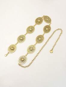 1件女士可调节波西米亚动物图案西部腰带，配金属绿松石牛/豹/马头吊坠 - 时尚夏季休闲配饰，送给朋友的完美礼物（随机发货）