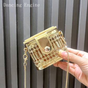 Dancing Engine Fashionable Metal Style Mini Small Woman's Bag Banquet Bag Evening Bag Crossbody Bag