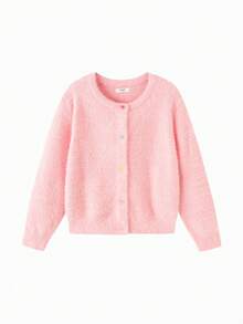 Balabala 2-25岁女童针织开衫，可爱图案，休闲春季毛衣 - 粉紅 - 查看 6