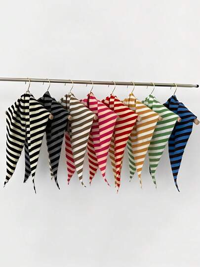 1pc Multifunctional Striped Knit Scarf, Autumn/Winter Triangle Scarf, Headband, Warm Shawl, Knit Scarf, Face Mask, Scarf