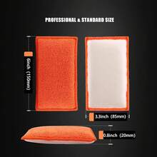 Esponja de Limpieza Interior de Coche, 8 Unidades, aplicador de Cera de Microfibra para Coche, Barco, Madera, mármol y Motocicleta, 6 x 3.3 x 0.8 Pulgadas, Naranja - Naranja - Ver 2