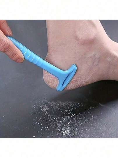1 pieza Raspador portátil de pies y removedor de callosidades - Agarre ergonómico, cortador de talones de plástico inodoro, crea pies suaves, herramienta exfoliante de color beige claro fácil de usar para un cuidado de los pies sin dolor
