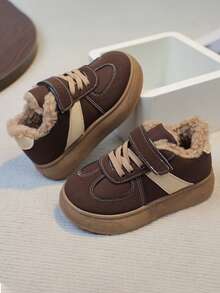 1 Pair 2025 Winter New Baby Sports Shoes, Children's Shoes, Non-Slip Soft Bottom Thick Warm Toddler Shoes, Boys & Girls Thickened Plush Sports Shoes