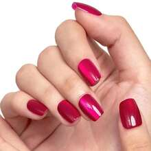 GLAMERMAID Hot Pink Press On Nails Extra Short Square, Handmade Magnet Cat Eyes Glitter Jelly Gel Fake Nail Kits, Magnetic Glue On Nail Reusable Acrylic False Nails Manicure Kits For Women - ColorA - 查看 1